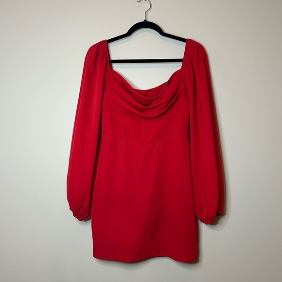 Princess Polly Dresses & Skirts - Princess Polly Lillie Long Sleeve Red Mini Dress